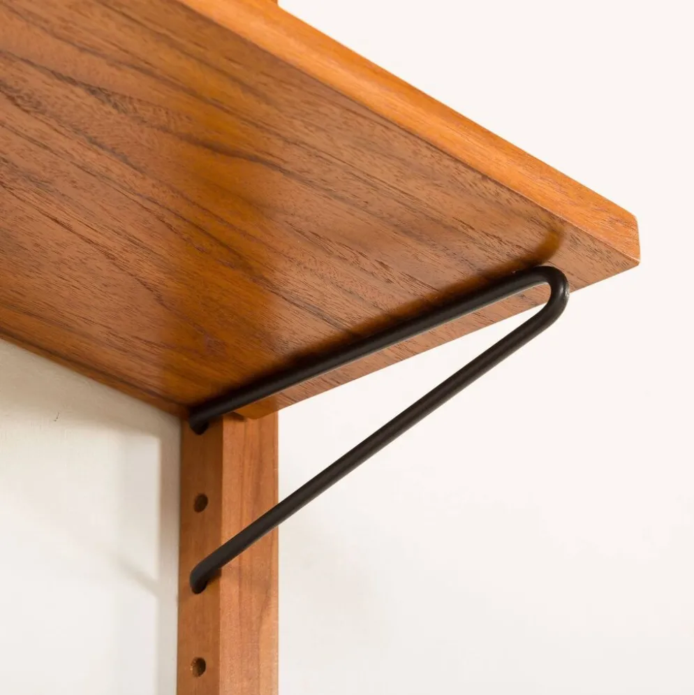 Étagère en teck scandinave des années 1970 avec un console.