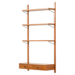 Étagère en teck scandinave des années 1970 avec un console.