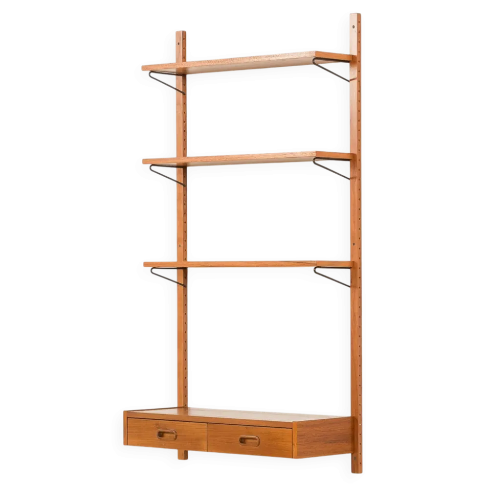 Étagère en teck scandinave des années 1970 avec un console.