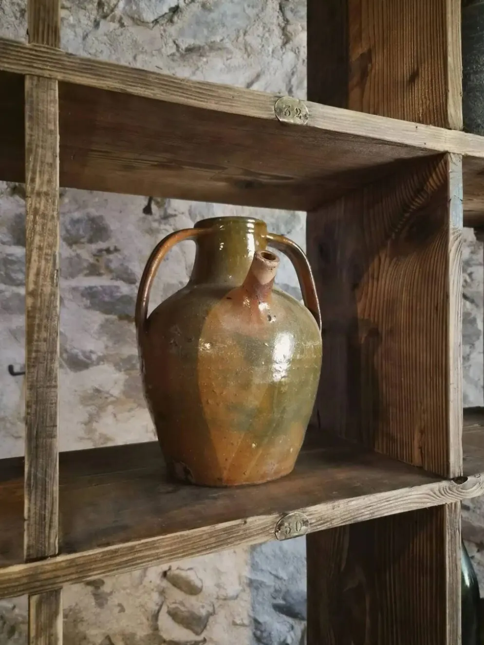 Étagère industrielle ancienne / séparateur de pièce en pin, France, début du 20ème siècle