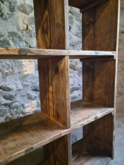 Étagère industrielle ancienne / séparateur de pièce en pin, France, début du 20ème siècle