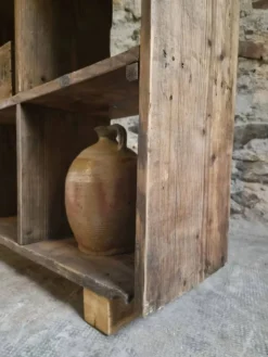 Étagère industrielle ancienne / séparateur de pièce en pin, France, début du 20ème siècle