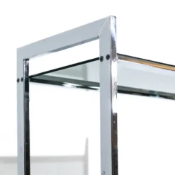 Étagère italienne en chrome avec étagères en verre, années 1970