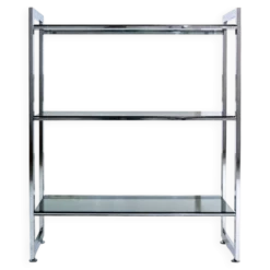 Étagère italienne en chrome avec étagères en verre, années 1970