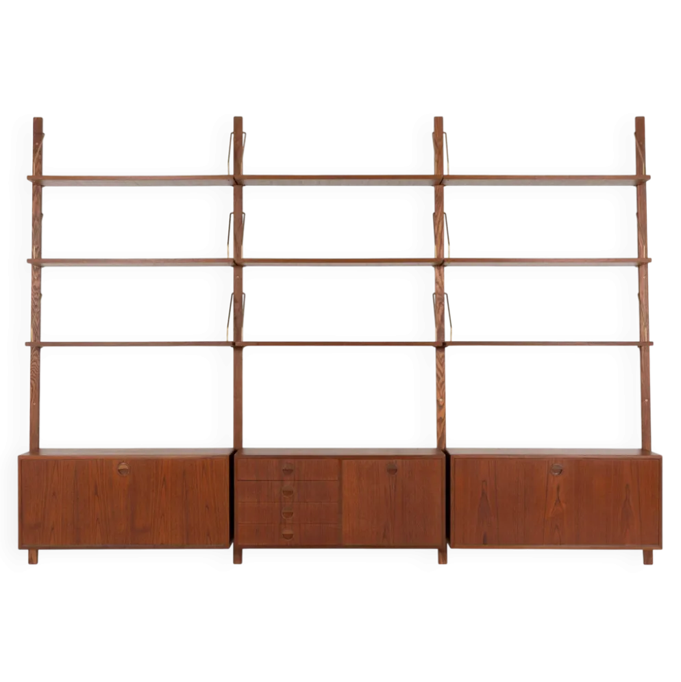 Étagère modulaire en teck, design danois, années 1960, conçue par Rud Thygesen