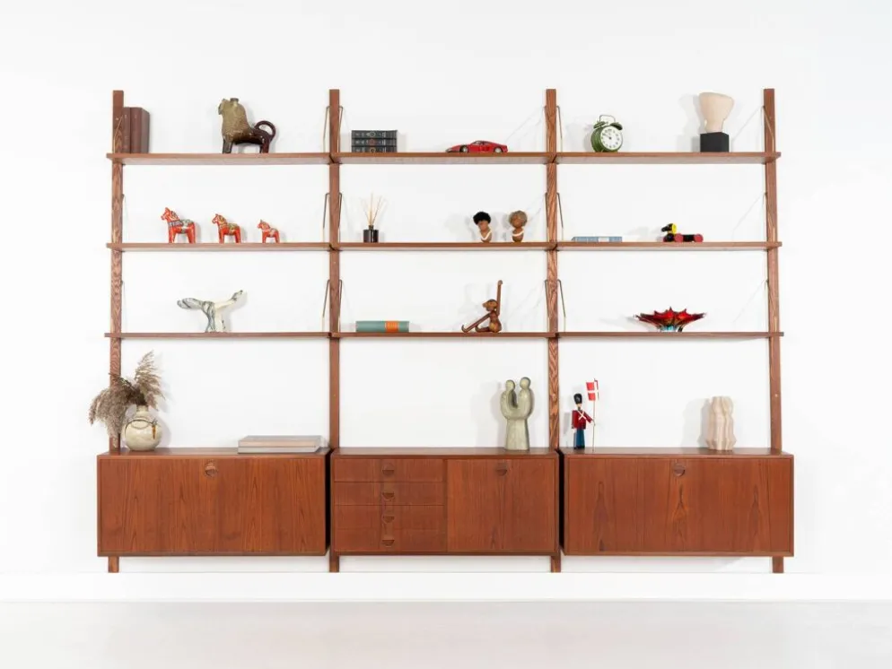 Étagère modulaire en teck, design danois, années 1960, conçue par Rud Thygesen