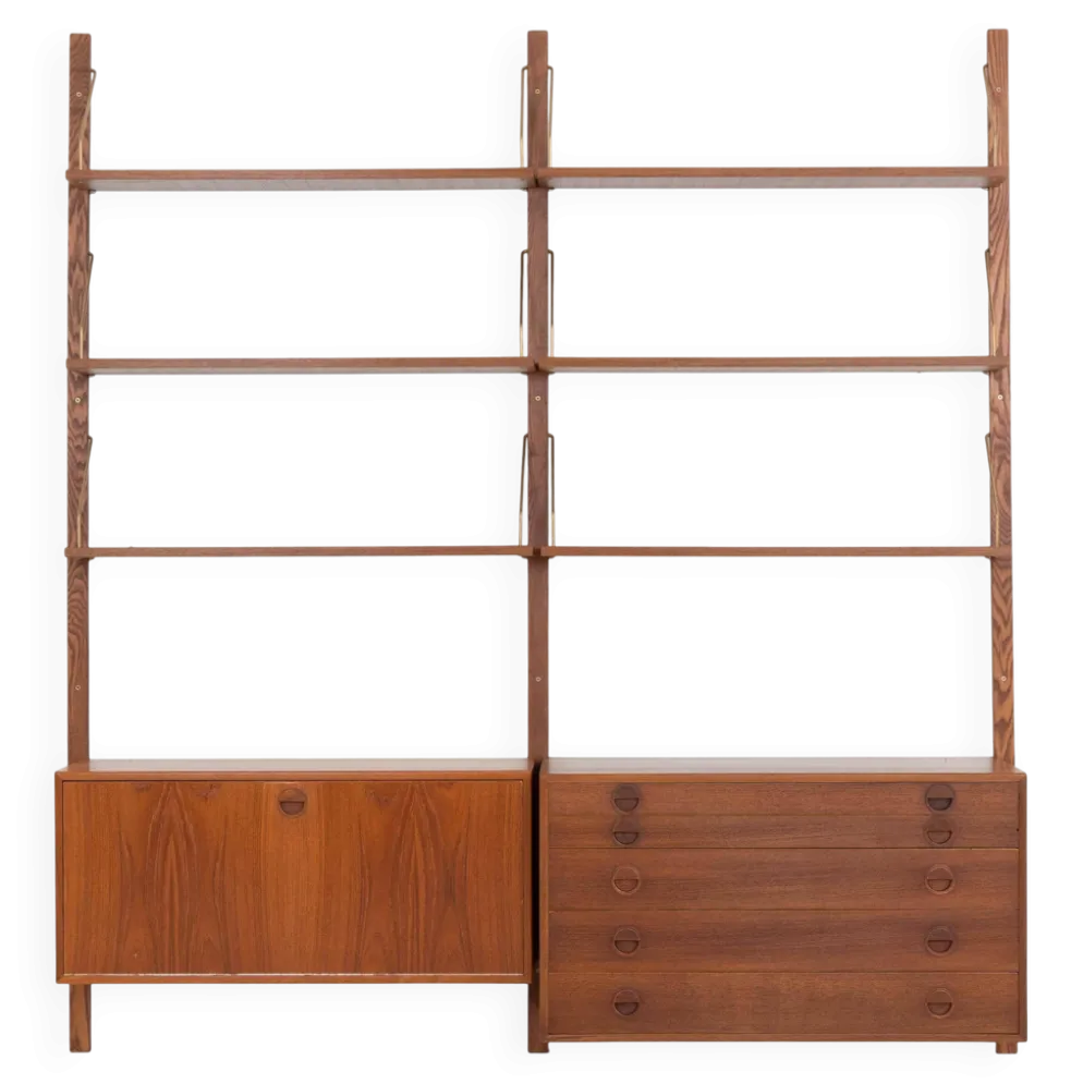 Étagère modulaire en teck, design danois, années 1960, conçue par Rud Thygesen