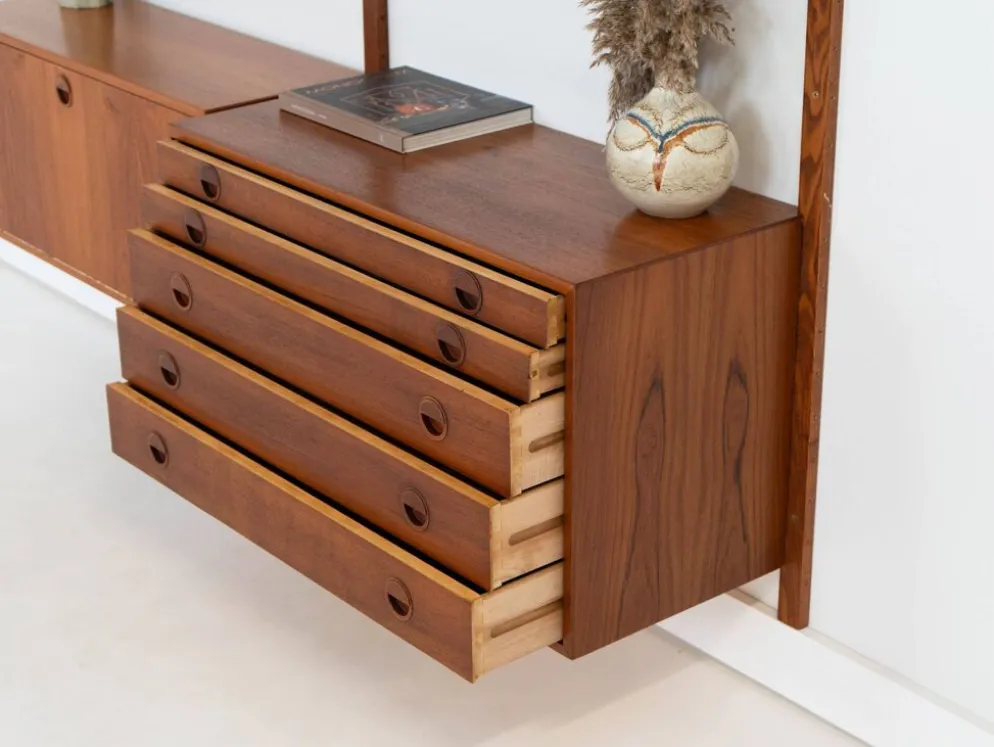 Étagère modulaire en teck, design danois, années 1960, conçue par Rud Thygesen