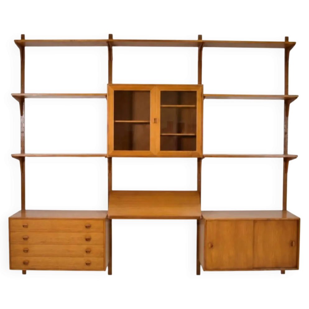 Étagère modulaire en teck par HG Furniture années 1960 vintage scandinave