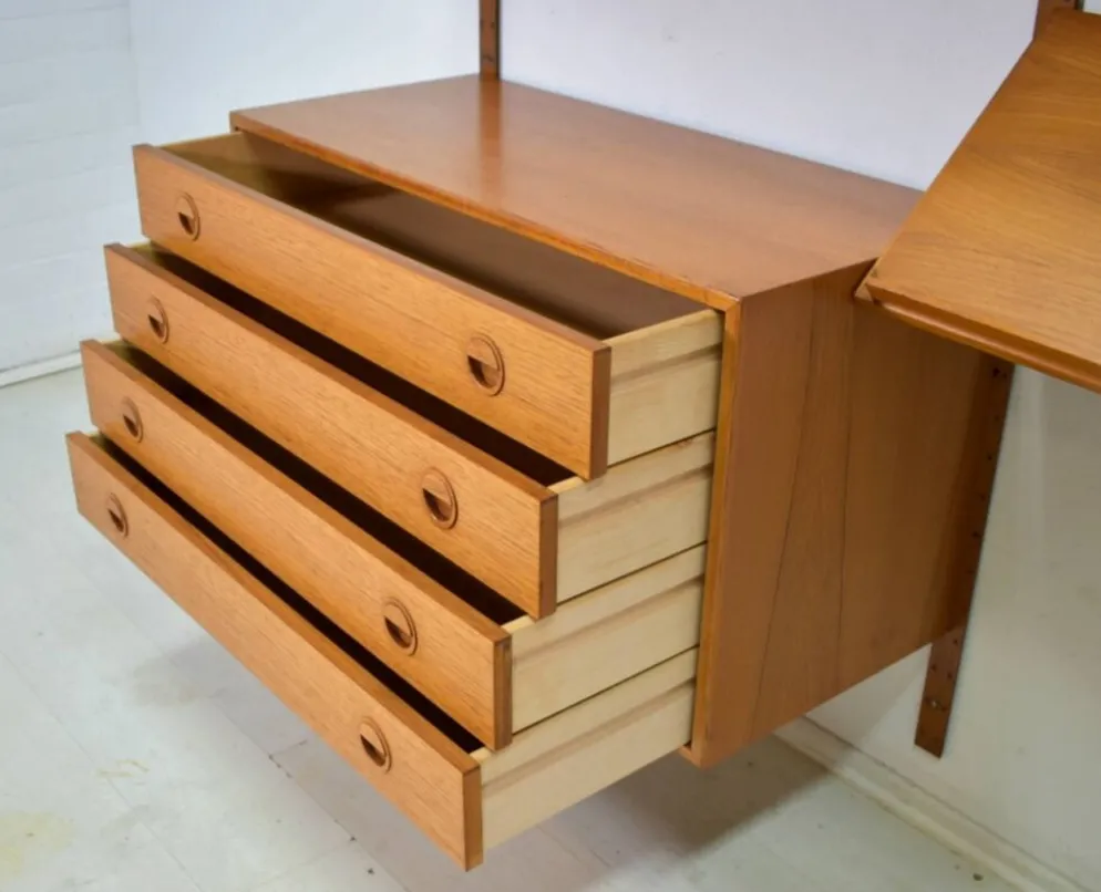 Étagère modulaire en teck par HG Furniture années 1960 vintage scandinave
