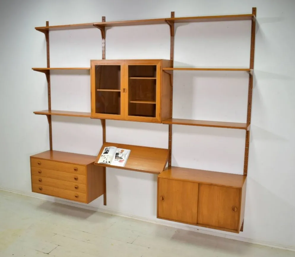 Étagère modulaire en teck par HG Furniture années 1960 vintage scandinave