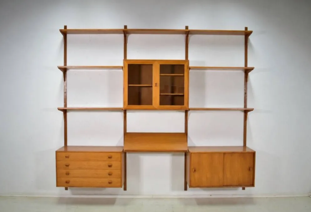 Étagère modulaire en teck par HG Furniture années 1960 vintage scandinave