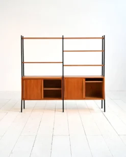 Étagère modulaire scandinave en teck et bois laqué, années 1960