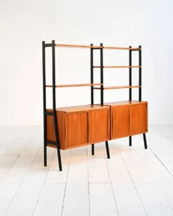 Étagère modulaire scandinave en teck et bois laqué, années 1960