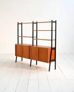 Étagère modulaire scandinave en teck et bois laqué, années 1960