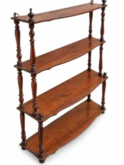 Étagère murale ancienne Napoléon III en bois tourné, 4 plateaux, XIXe