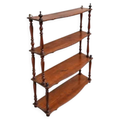 Étagère murale ancienne Napoléon III en bois tourné, 4 plateaux, XIXe