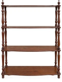 Étagère murale ancienne Napoléon III en bois tourné, 4 plateaux, XIXe