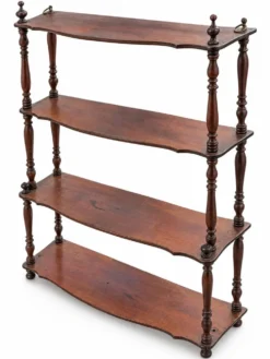 Étagère murale ancienne Napoléon III en bois tourné, 4 plateaux, XIXe