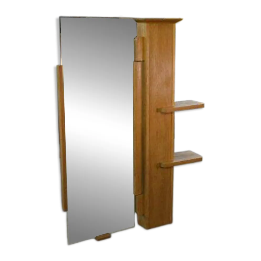 Étagère murale avec miroir orientable par Guillerme et Chambron pour Votre Maison 1960’s