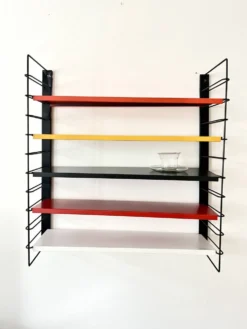 Étagère murale en métal Tomado De Stijl vintage originale (5 étagères), milieu du siècle