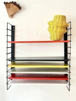 Étagère murale en métal Tomado De Stijl vintage originale (5 étagères), milieu du siècle