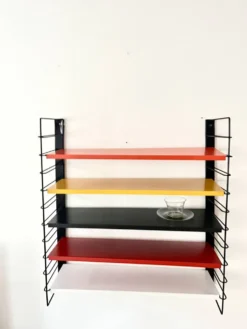 Étagère murale en métal Tomado De Stijl vintage originale (5 étagères), milieu du siècle