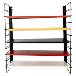 Étagère murale en métal Tomado De Stijl vintage originale (5 étagères), milieu du siècle