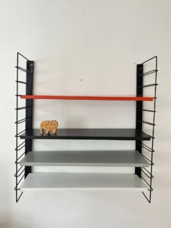 Étagère murale en métal Tomado De Stijl vintage originale (5 étagères), milieu du siècle