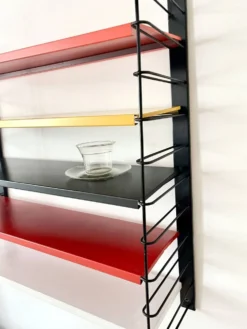 Étagère murale en métal Tomado De Stijl vintage originale (5 étagères), milieu du siècle