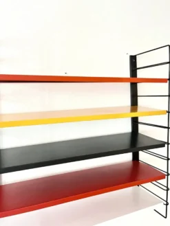 Étagère murale en métal Tomado De Stijl vintage originale (5 étagères), milieu du siècle