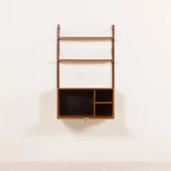Étagère murale en teck Poul Cadovius avec un bureau, Cado années 1960.