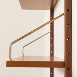 Étagère murale en teck Poul Cadovius avec un bureau, Cado années 1960.