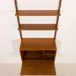 Étagère murale en teck Poul Cadovius avec un bureau, Cado années 1960.