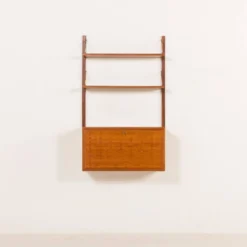 Étagère murale en teck Poul Cadovius avec un bureau, Cado années 1960.
