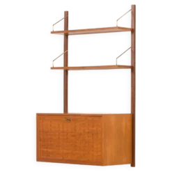 Étagère murale en teck Poul Cadovius avec un bureau, Cado années 1960.