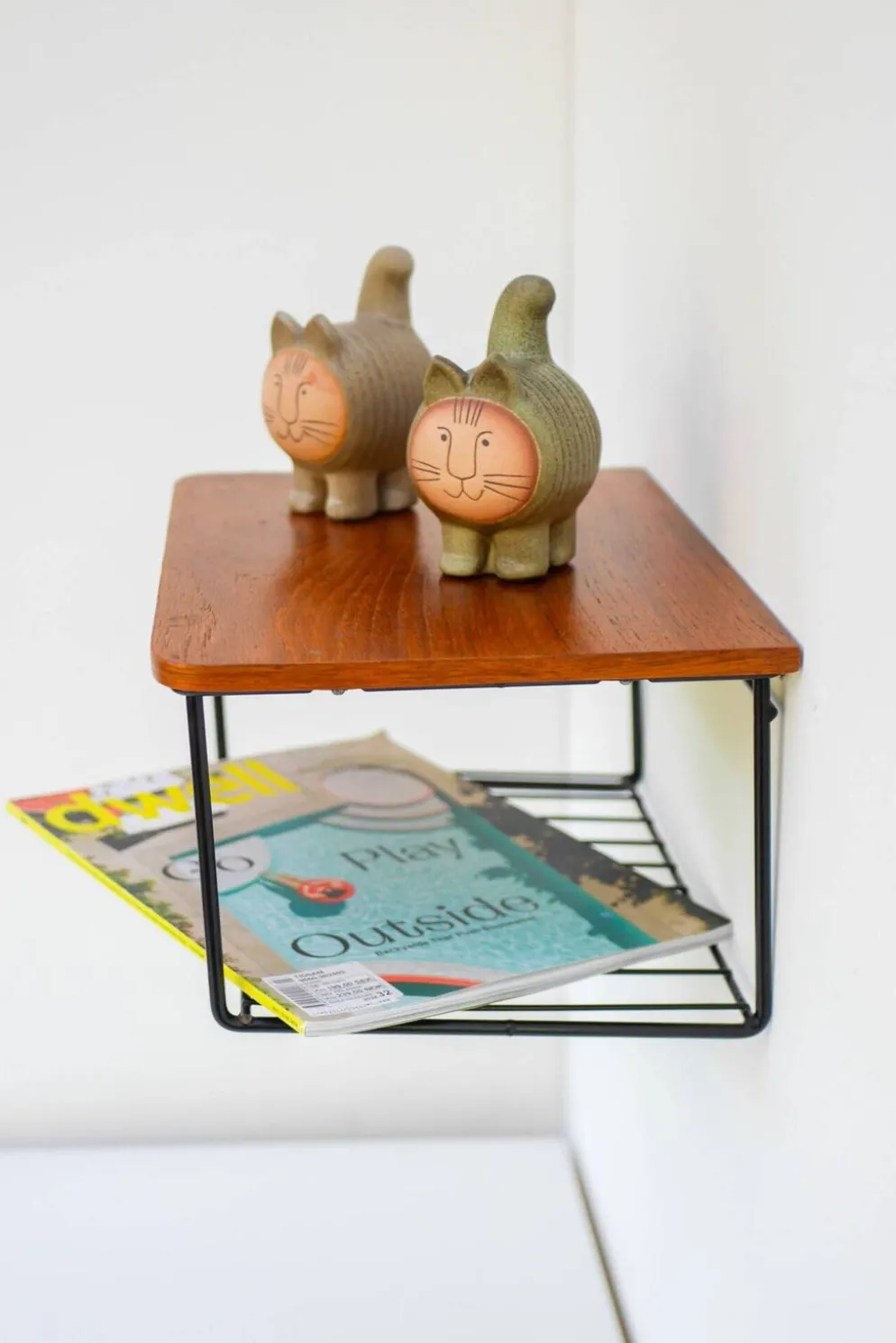 Étagère murale flottante vintage, support en teck design des années 60