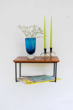 Étagère murale flottante vintage, support en teck design des années 60