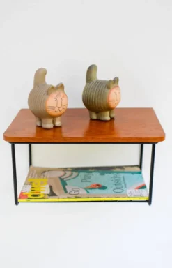 Étagère murale flottante vintage, support en teck design des années 60