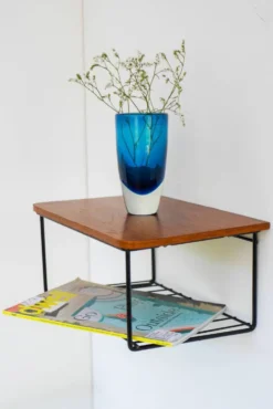 Étagère murale flottante vintage, support en teck design des années 60