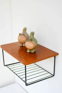Étagère murale flottante vintage, support en teck design des années 60