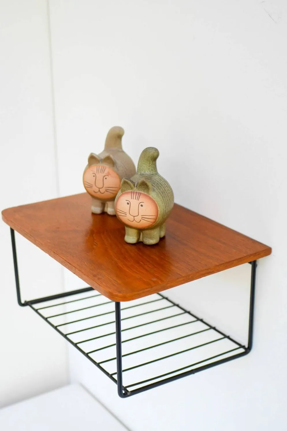 Étagère murale flottante vintage, support en teck design des années 60