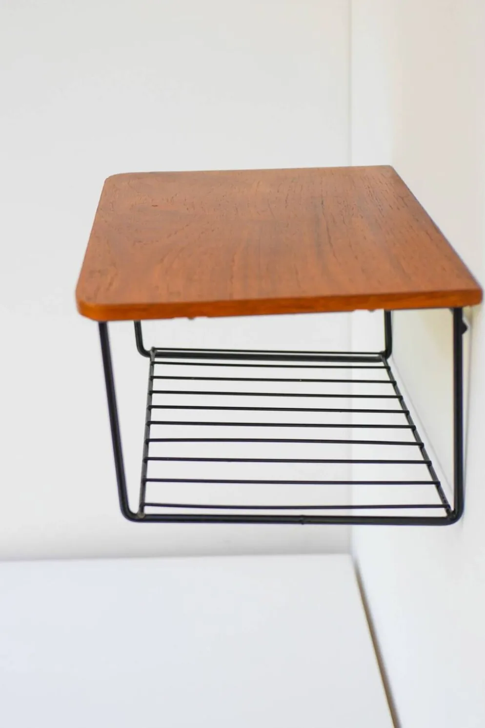 Étagère murale flottante vintage, support en teck design des années 60
