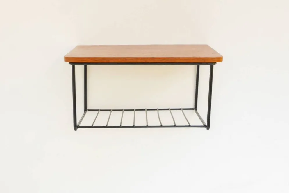 Étagère murale flottante vintage, support en teck design des années 60