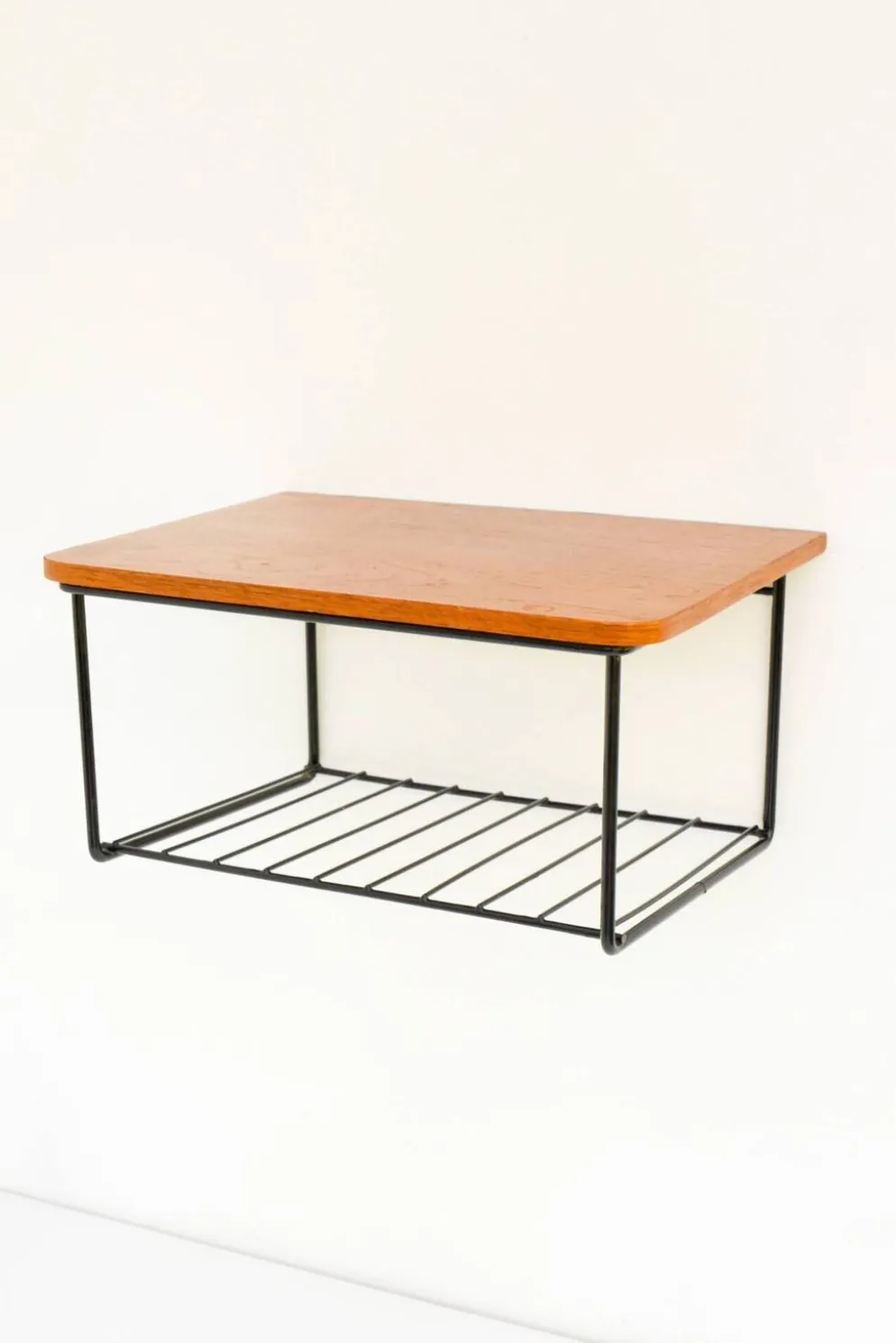 Étagère murale flottante vintage, support en teck design des années 60