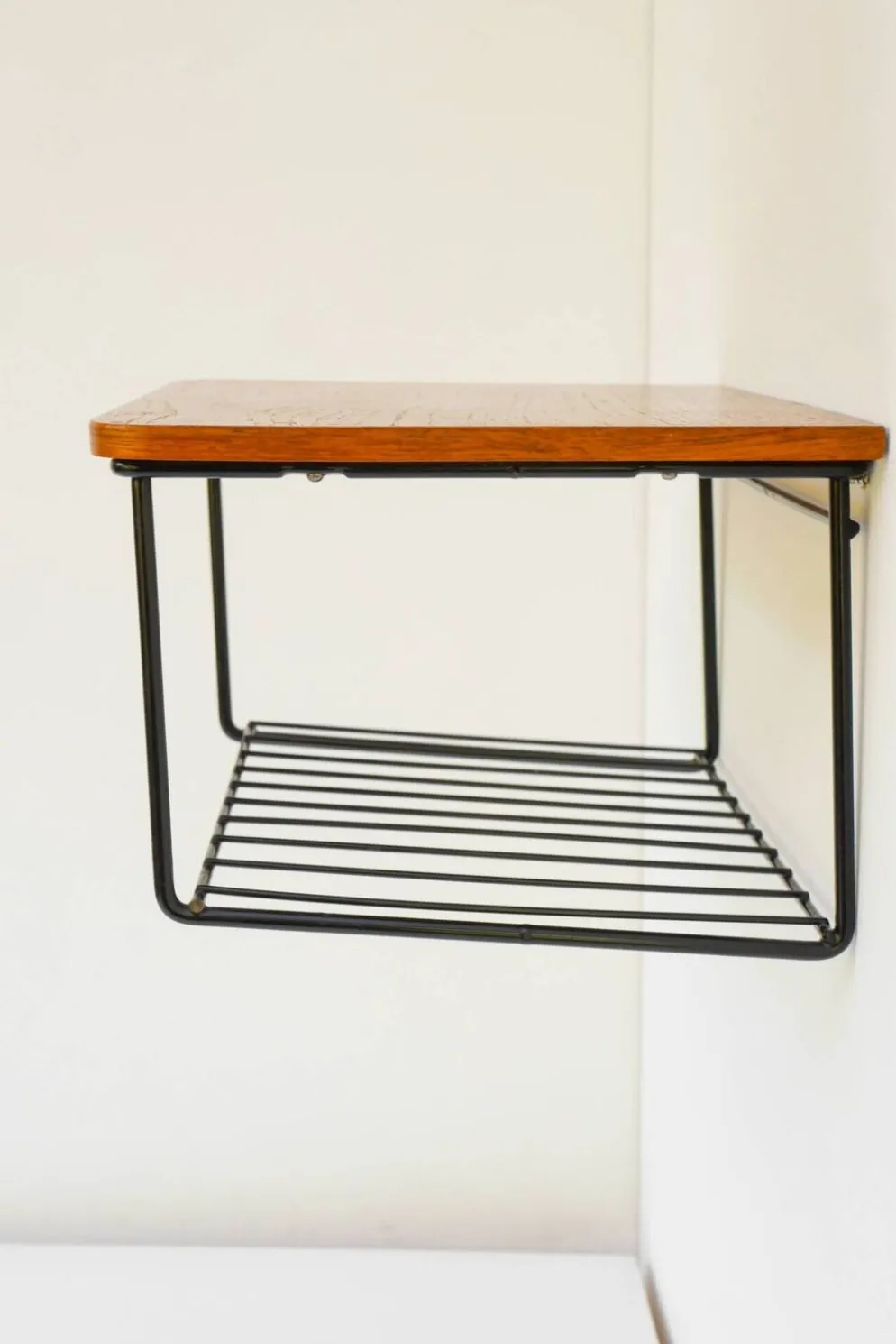 Étagère murale flottante vintage, support en teck design des années 60