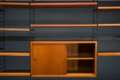 Étagère murale modulaire en teck par Nils Strinning pour corde, années 1960, ensemble de 29