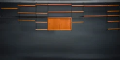 Étagère murale modulaire en teck par Nils Strinning pour corde, années 1960, ensemble de 29
