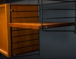 Étagère murale modulaire en teck par Nils Strinning pour corde, années 1960, ensemble de 29