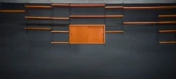 Étagère murale modulaire en teck par Nils Strinning pour corde, années 1960, ensemble de 29